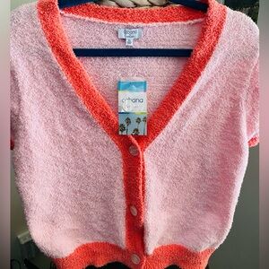 NWT Pink Short-sleeve Button-up Cardigan